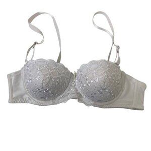 Rosa Ivory Embroidered Underwired Convertible Bra Size 36B